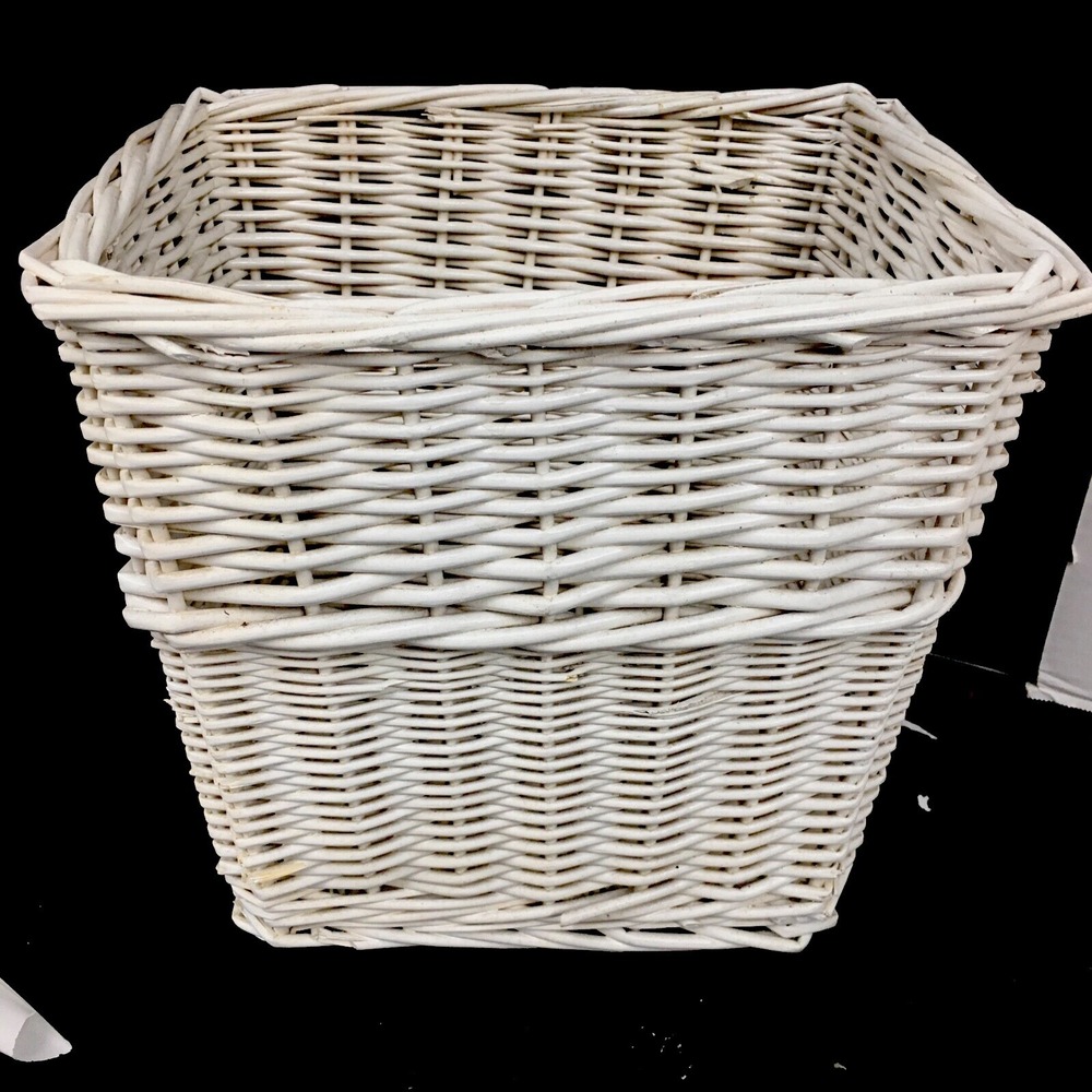Wicker Wastebasket Garbage Can Shabby Chic Style Cottage Rectangular 11"